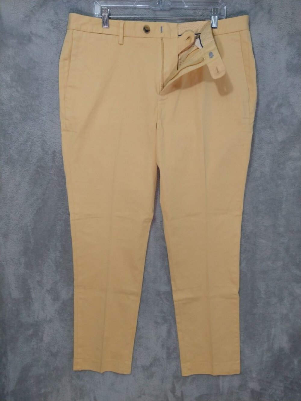 Bonobos Pants Mens 36x32 Yellow Stretch Flat Front Slim Fit Chino Cotton